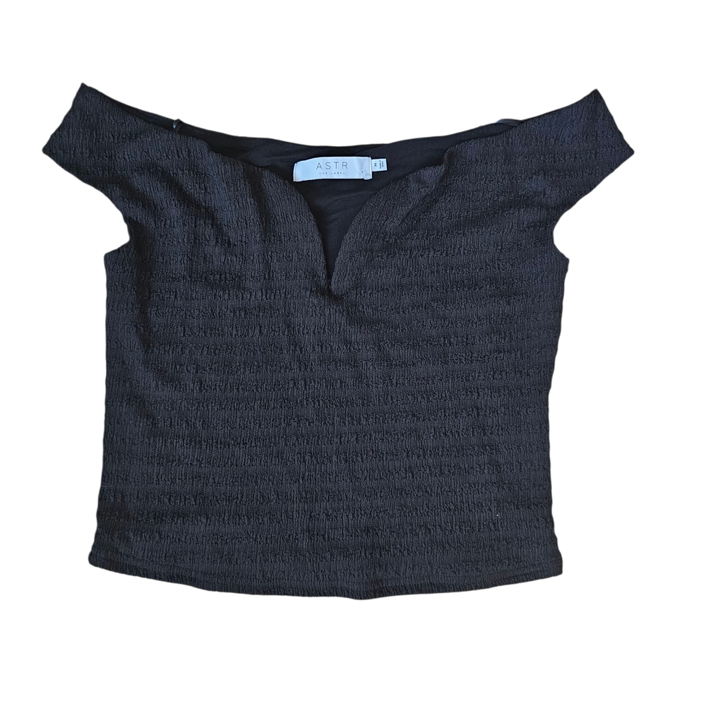 ASTR The Label Black Off Shoulder Textured Top Size M